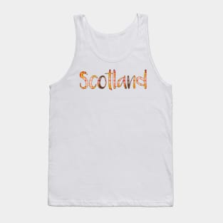 SCOTLAND, Red, Yellow, Black and White Tartan Style Design Tank Top